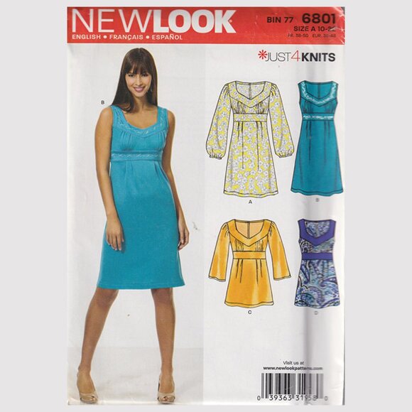 Free with Purchase of Another Pattern New Look 6801 Dress or Top Size 10 - 22 - Picture 1 of 4